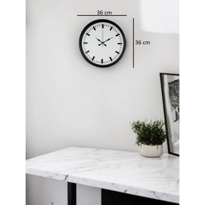 Mey İthalat® 36 Cm Siyah Sade Standart Duvar Saati