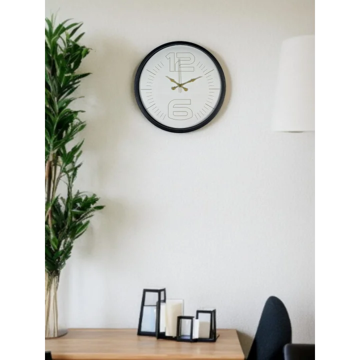 Mey İthalat® 36 Cm Siyah Sade Zarif Duvar Saati