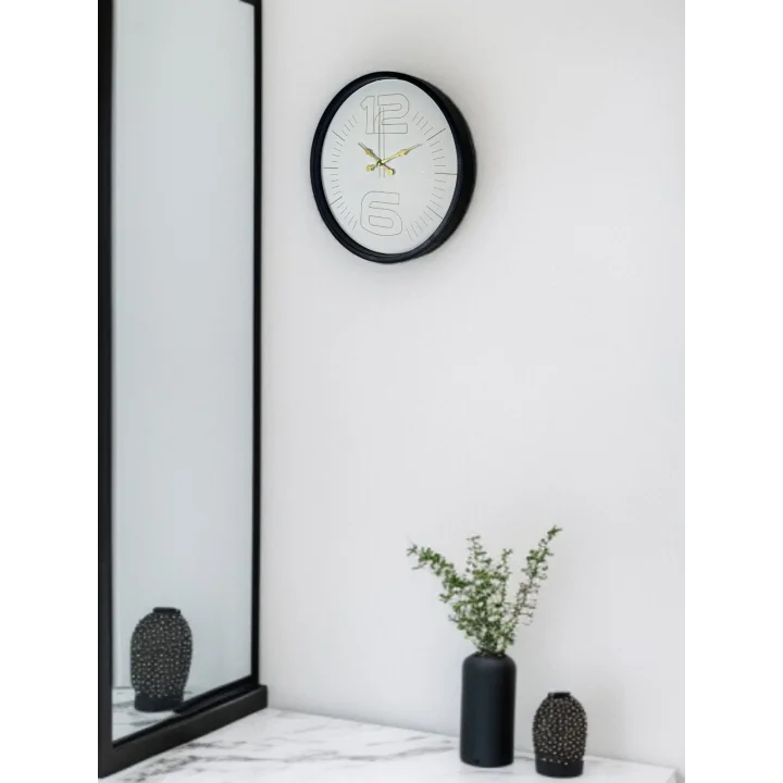 Mey İthalat® 36 Cm Siyah Sade Zarif Duvar Saati