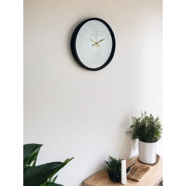 Mey İthalat® 36 Cm Siyah Sade Zarif Duvar Saati