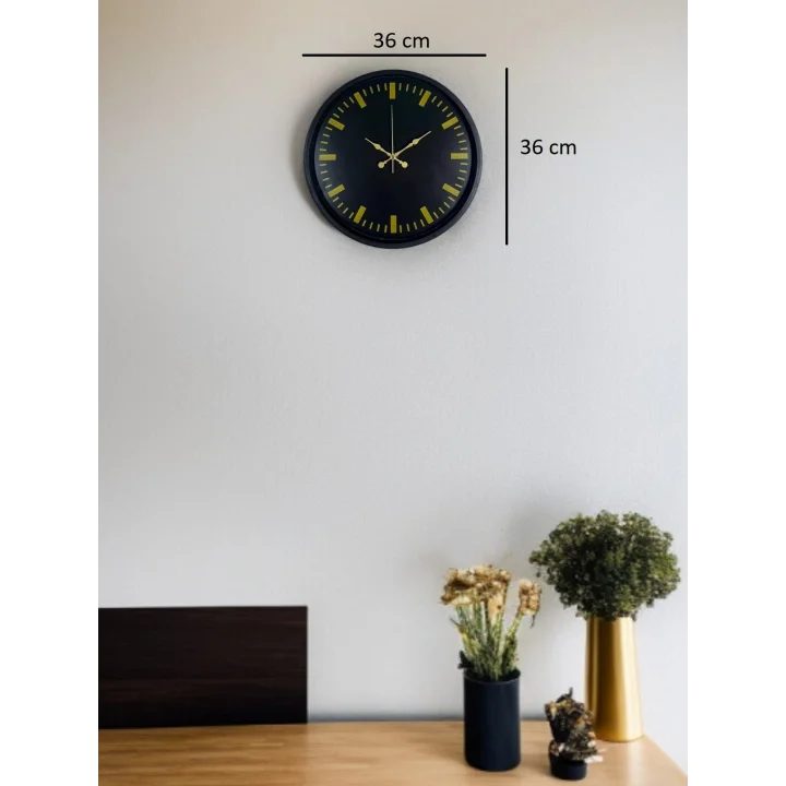 Mey İthalat® 36 Cm Siyah Şık Duvar Saati