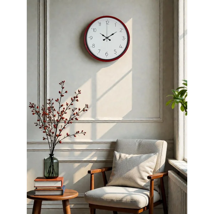 Mey İthalat® 36 Cm Standart Kırmızı Duvar Saati