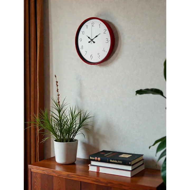 Mey İthalat® 36 Cm Standart Kırmızı Duvar Saati