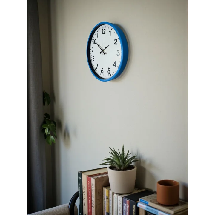 Mey İthalat® 36 Cm Standart Mavi Duvar Saati