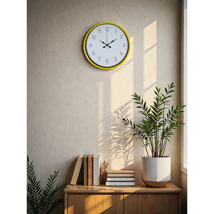 Mey İthalat® 36 Cm Standart Sarı Duvar Saati