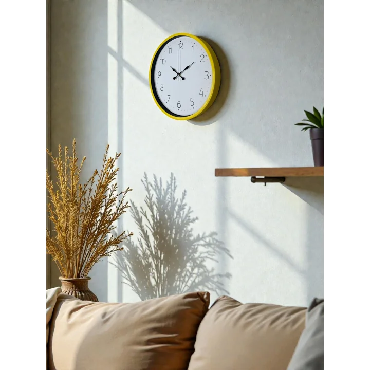 Mey İthalat® 36 Cm Standart Sarı Duvar Saati