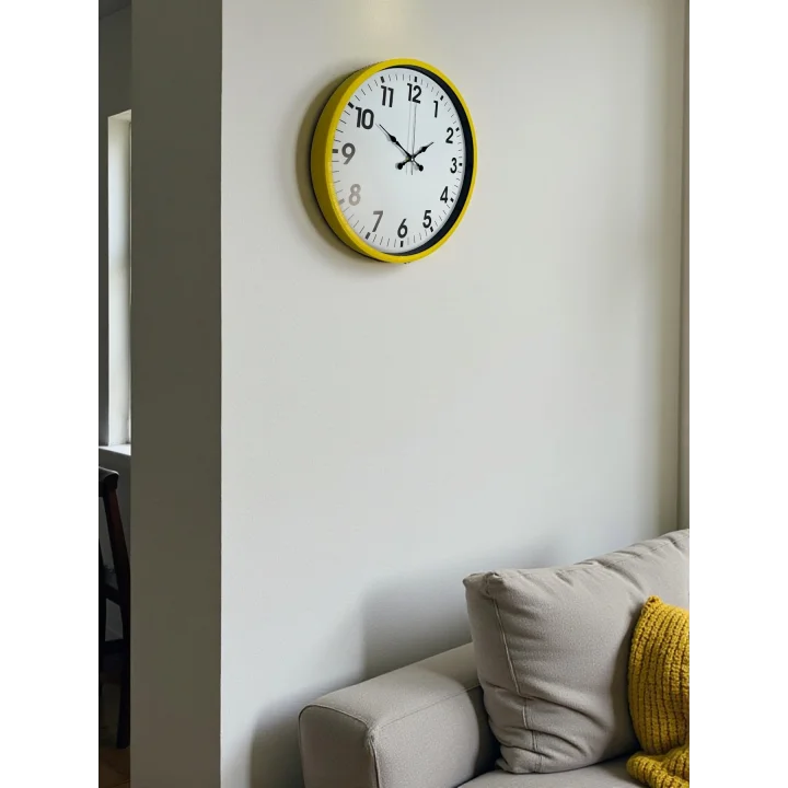 Mey İthalat® 36 Cm Standart Sarı Duvar Saati