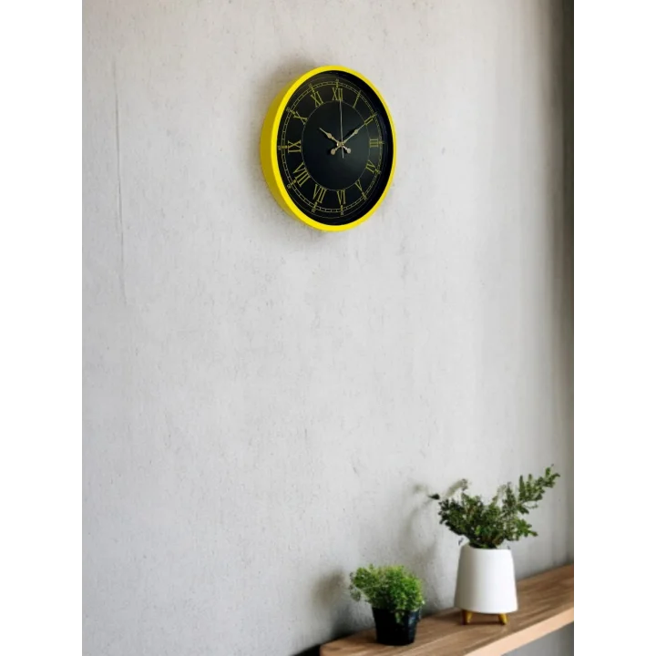 Mey İthalat® 36 Cm Standart Sarı Duvar Saati