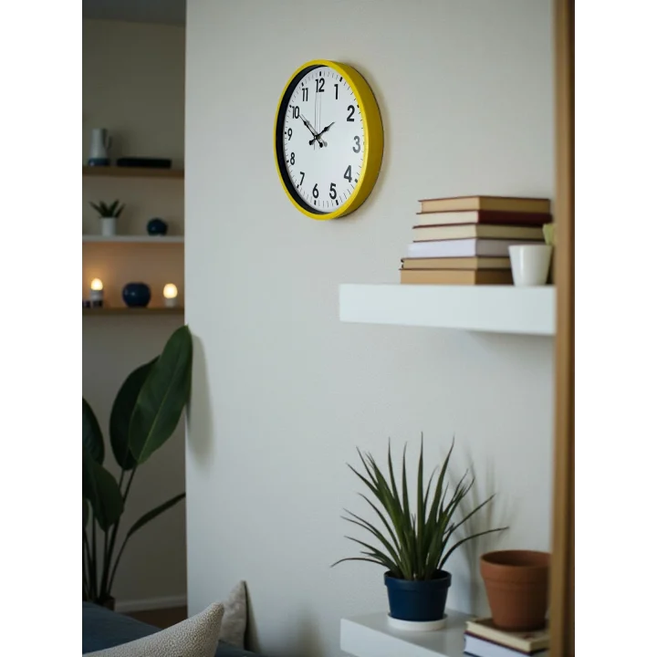 Mey İthalat® 36 Cm Standart Sarı Duvar Saati