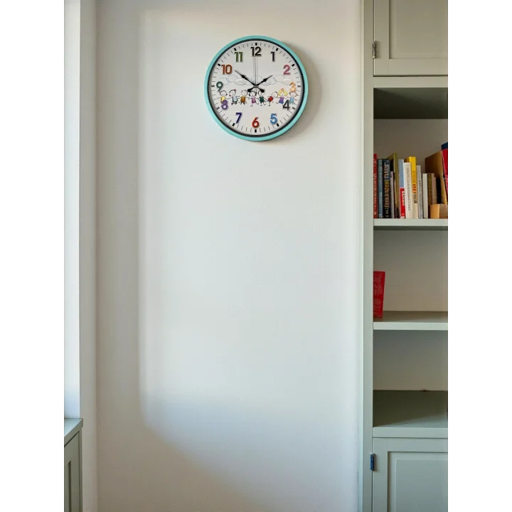 Mey İthalat® 36 Cm Turkuaz Çocuk Odası Duvar Saati