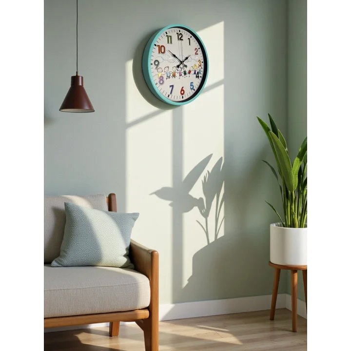 Mey İthalat® 36 Cm Turkuaz Çocuk Odası Duvar Saati