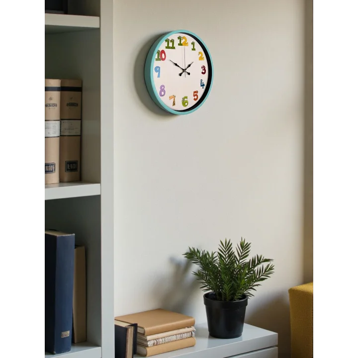 Mey İthalat® 36 Cm Turkuaz Çocuk Odası Duvar Saati