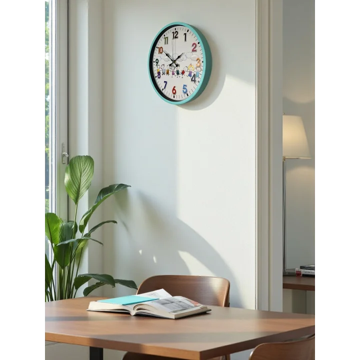 Mey İthalat® 36 Cm Turkuaz Çocuk Odası Duvar Saati