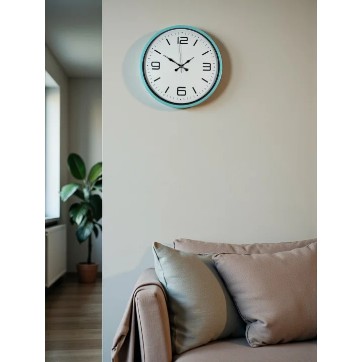 Mey İthalat® 36 Cm Turkuaz Dekoratif Duvar Saati