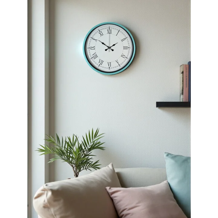 Mey İthalat® 36 Cm Turkuaz Dekoratif Duvar Saati