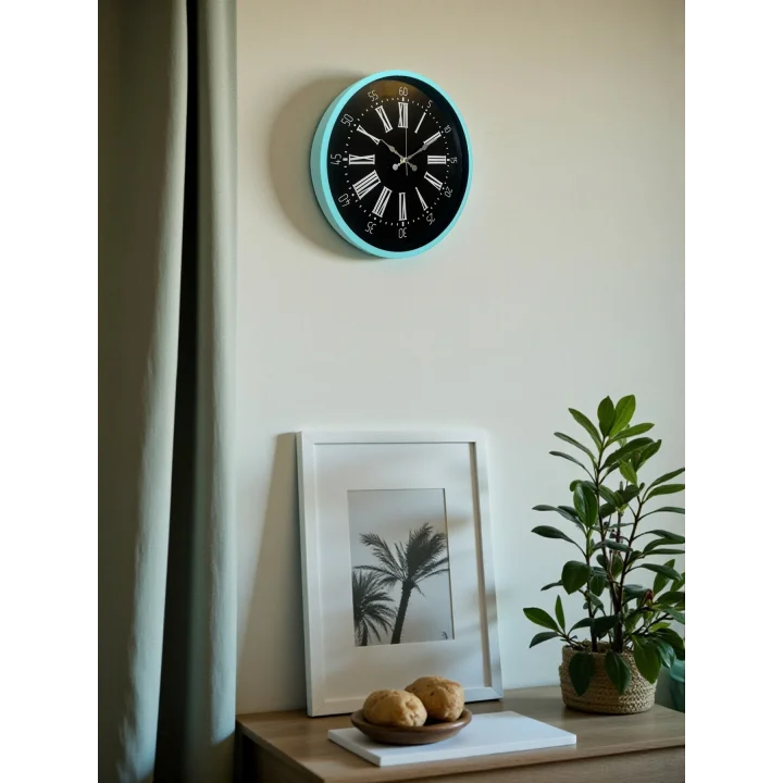 Mey İthalat® 36 Cm Turkuaz Dekoratif Duvar Saati