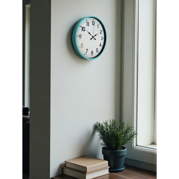 Mey İthalat® 36 Cm Turkuaz Dekoratif Duvar Saati