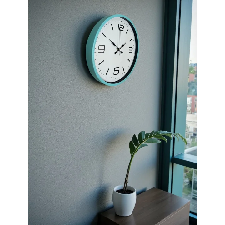 Mey İthalat® 36 Cm Turkuaz Dekoratif Duvar Saati