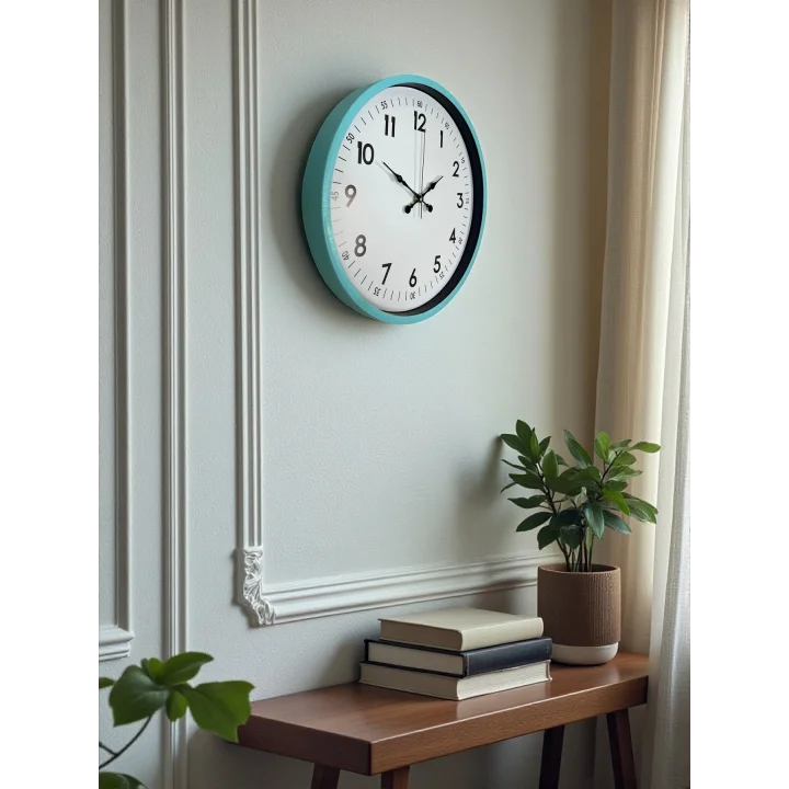 Mey İthalat® 36 Cm Turkuaz Dekoratif Duvar Saati