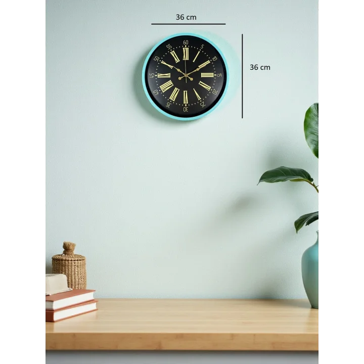 Mey İthalat® 36 Cm Turkuaz Dekoratif Duvar Saati