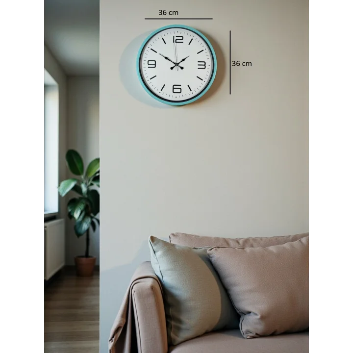 Mey İthalat® 36 Cm Turkuaz Dekoratif Duvar Saati