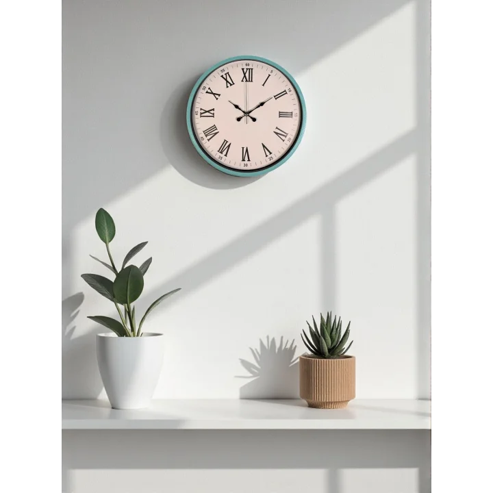 Mey İthalat® 36 Cm Turkuaz Roma Rakamlı Duvar Saati
