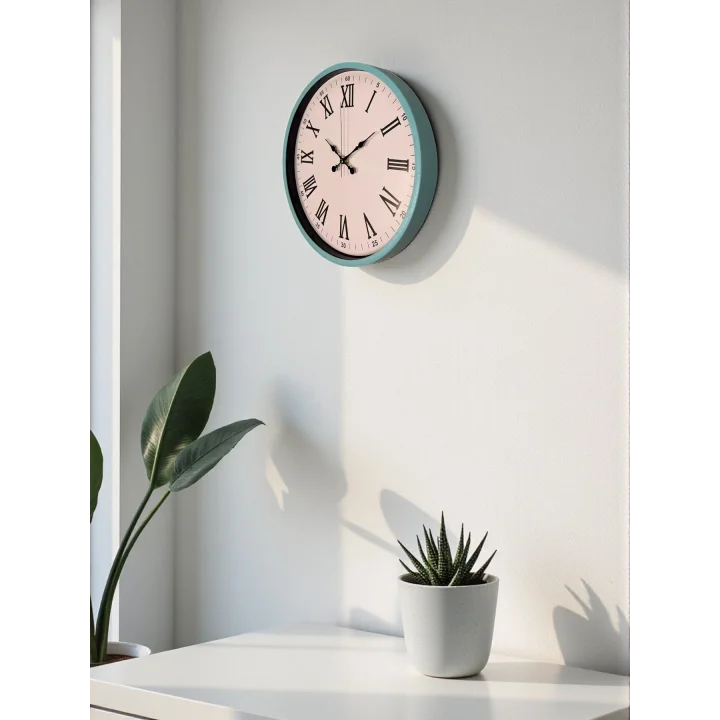 Mey İthalat® 36 Cm Turkuaz Roma Rakamlı Duvar Saati