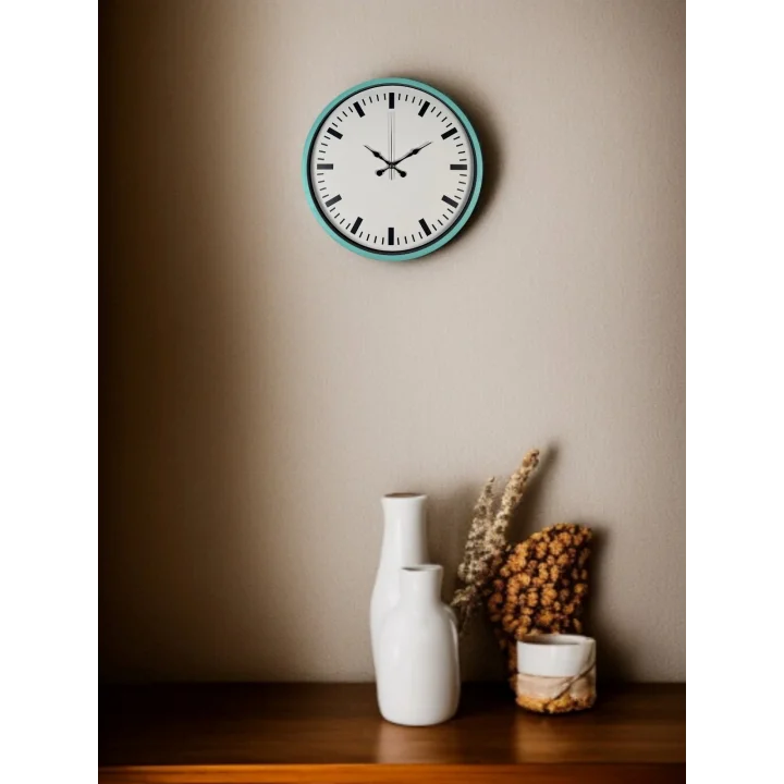 Mey İthalat® 36 Cm Turkuaz Sade Şık Duvar Saati