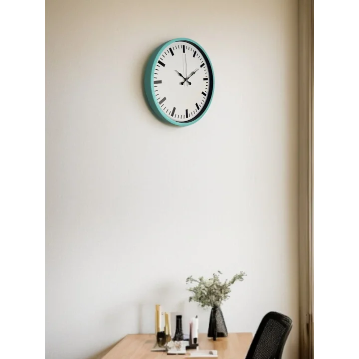 Mey İthalat® 36 Cm Turkuaz Sade Şık Duvar Saati
