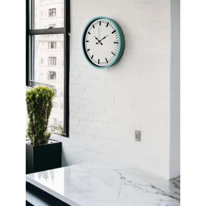 Mey İthalat® 36 Cm Turkuaz Sade Şık Duvar Saati