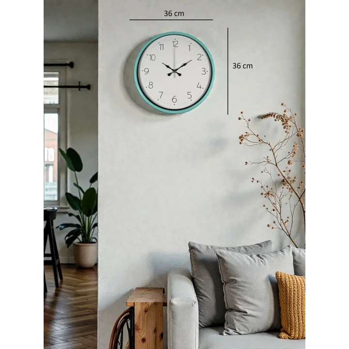 Mey İthalat® 36 Cm Turkuaz Standart Duvar Saati