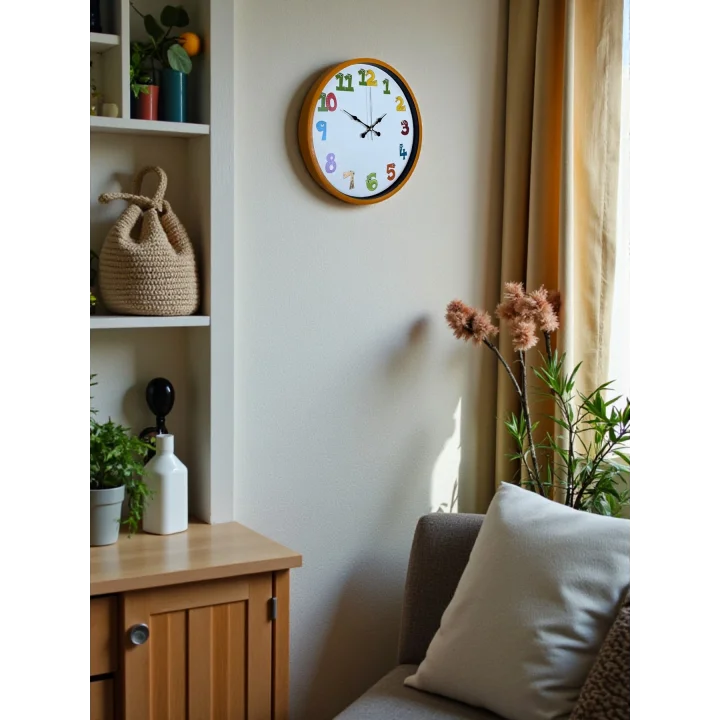 Mey İthalat® 36 Cm Turuncu Çocuk Odası Duvar Saati