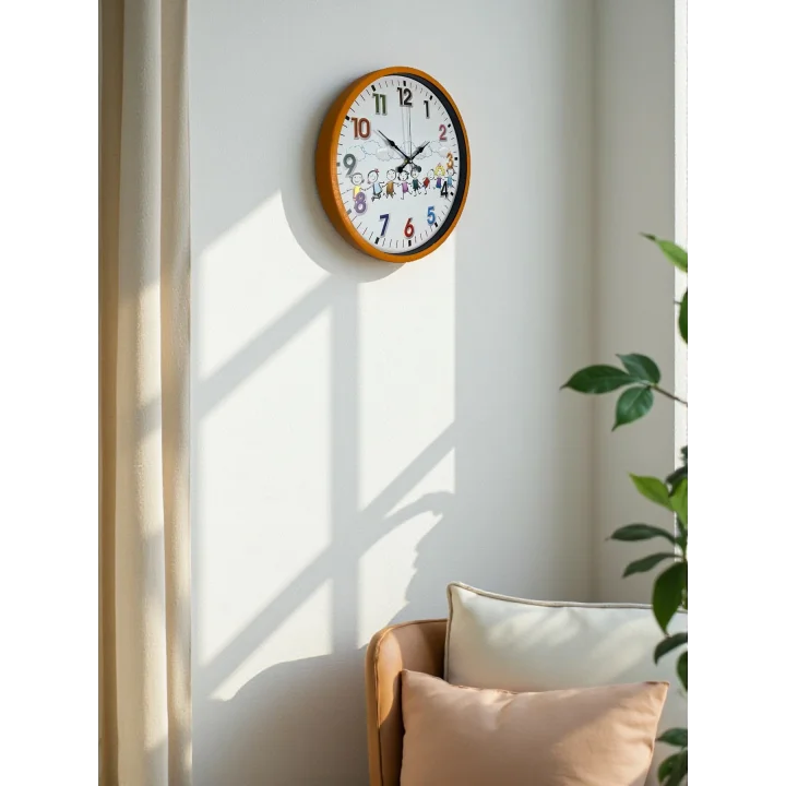 Mey İthalat® 36 Cm Turuncu Çocuk Odası Duvar Saati