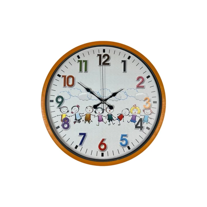 Mey İthalat® 36 Cm Turuncu Çocuk Odası Duvar Saati