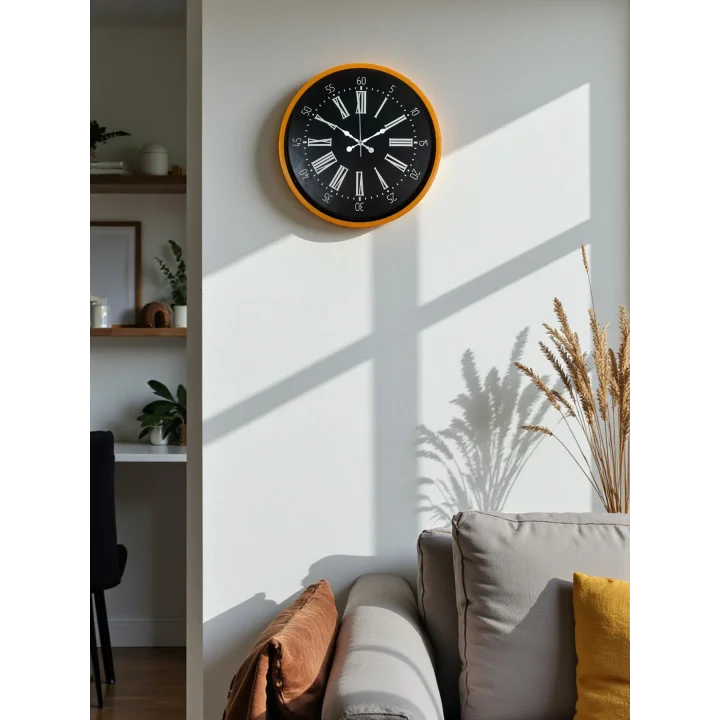 Mey İthalat® 36 Cm Turuncu Dekoratif Duvar Saati