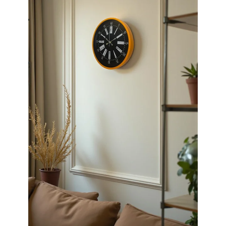 Mey İthalat® 36 Cm Turuncu Dekoratif Duvar Saati