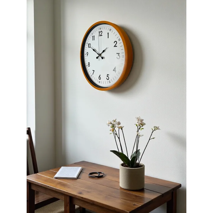 Mey İthalat® 36 Cm Turuncu Dekoratif Duvar Saati