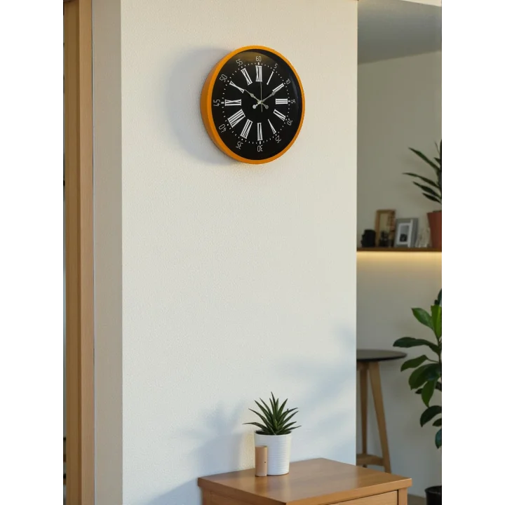 Mey İthalat® 36 Cm Turuncu Dekoratif Duvar Saati