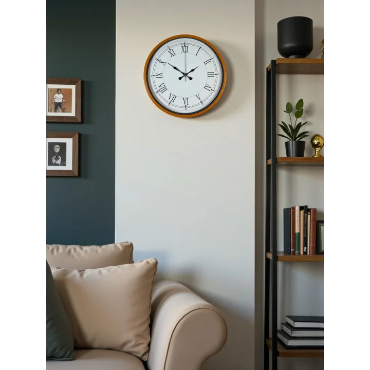 Mey İthalat® 36 Cm Turuncu Roma Rakamlı Duvar Saati