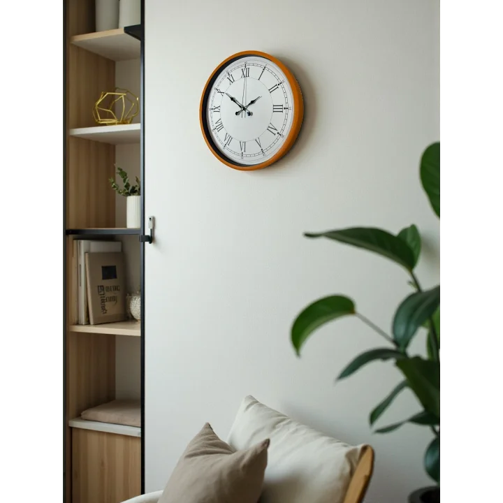 Mey İthalat® 36 Cm Turuncu Roma Rakamlı Duvar Saati