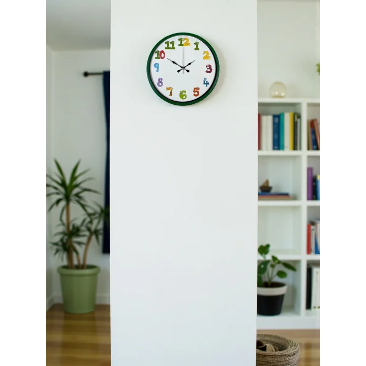 Mey İthalat® 36 Cm Yeşil Çocuk Odası Duvar Saati