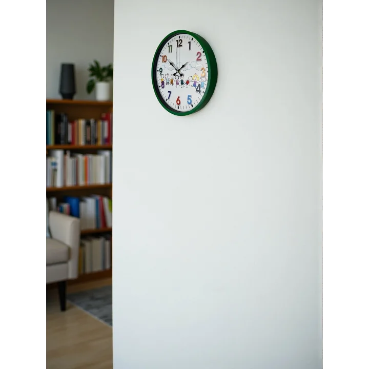 Mey İthalat® 36 Cm Yeşil Çocuk Odası Duvar Saati