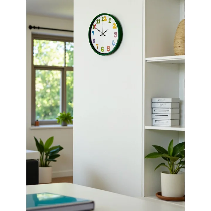 Mey İthalat® 36 Cm Yeşil Çocuk Odası Duvar Saati