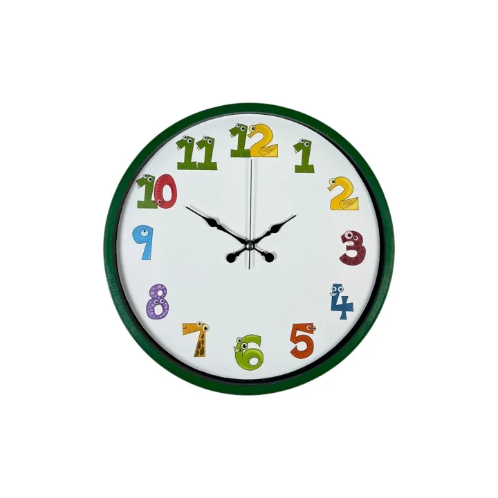 Mey İthalat® 36 Cm Yeşil Çocuk Odası Duvar Saati