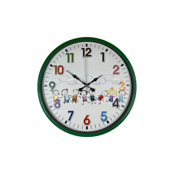Mey İthalat® 36 Cm Yeşil Çocuk Odası Duvar Saati