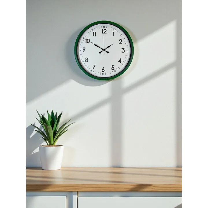 Mey İthalat® 36 Cm Yeşil Dekoratif Duvar Saati