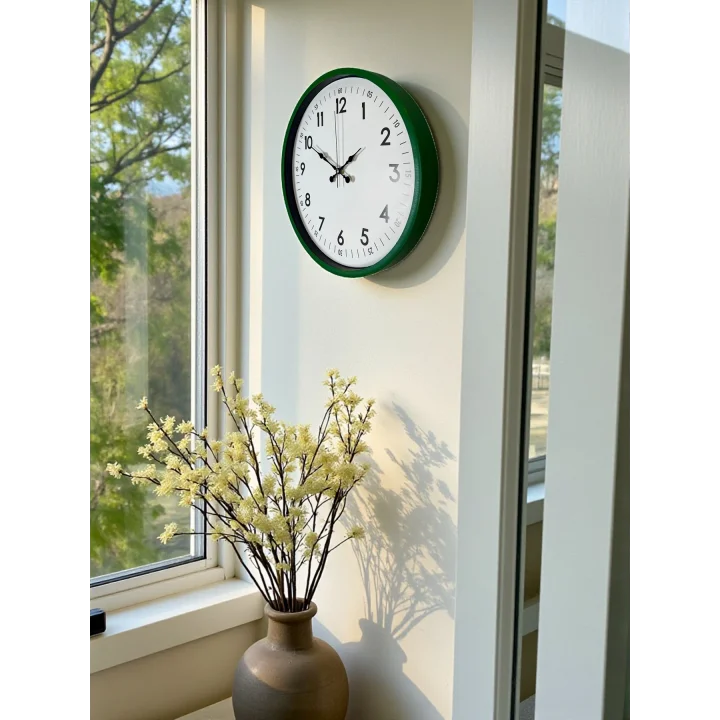 Mey İthalat® 36 Cm Yeşil Dekoratif Duvar Saati