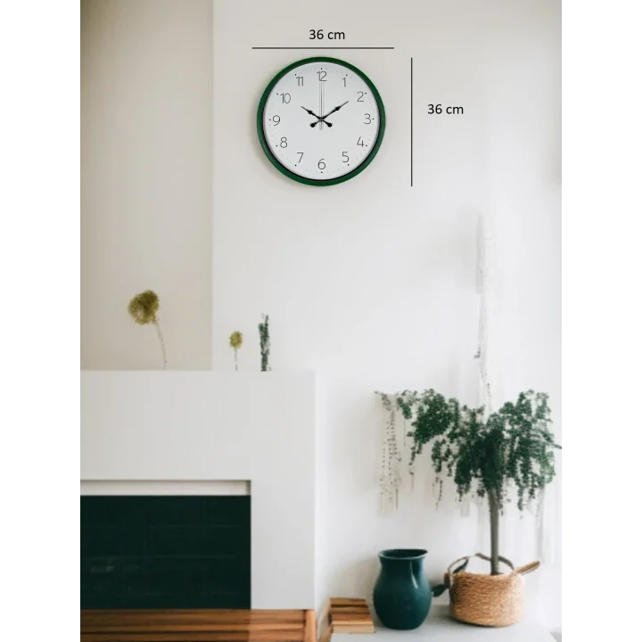 Mey İthalat® 36 Cm Yeşil Dekoratif Duvar Saati