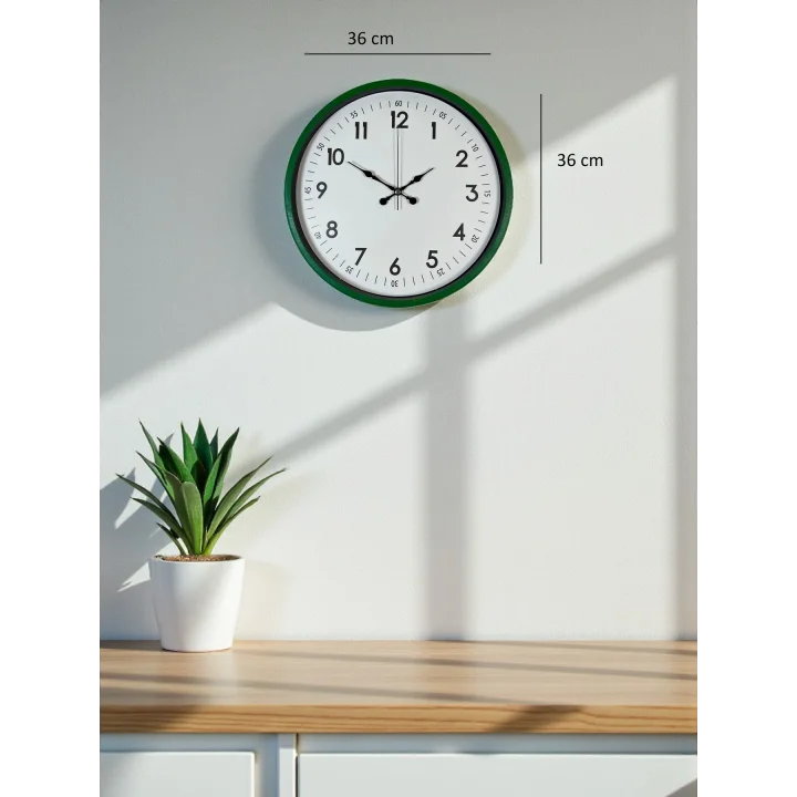Mey İthalat® 36 Cm Yeşil Dekoratif Duvar Saati