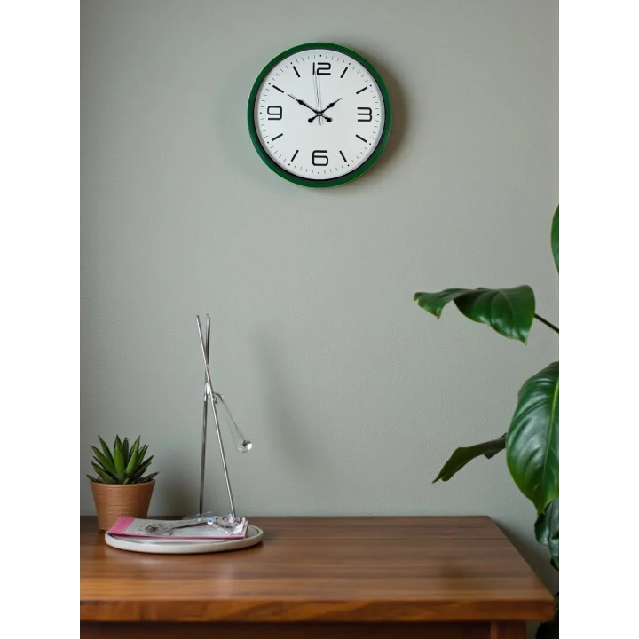 Mey İthalat® 36 Cm Yeşil Modern Dekoratif Duvar Saati